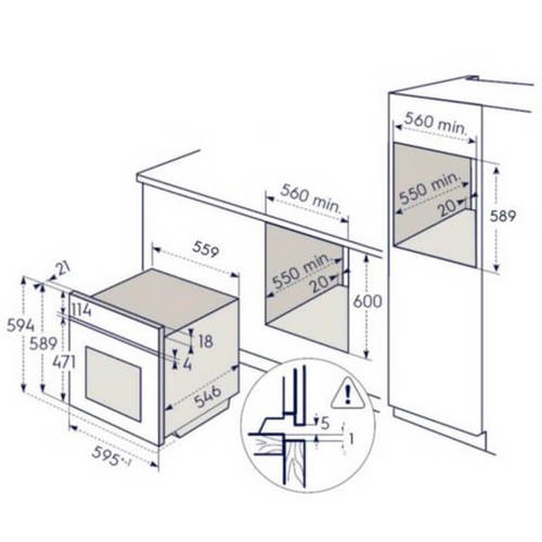 תנור בנוי דגם EOH6423K ELECTROLUX בצבע זכוכית שחורה