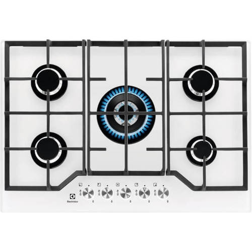 כיריים גז 5 להבות דגם KGG7536W ELECTROLUX בצבע זכוכית לבנה