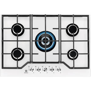כיריים גז 5 להבות דגם KGG7536W ELECTROLUX בצבע זכוכית לבנה