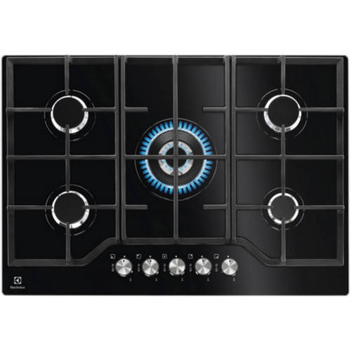 כיריים גז 5 להבות דגם KGG7536K ELECTROLUX בצבע זכוכית שחורה