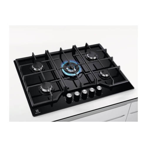 כיריים גז 5 להבות דגם KGG7536K ELECTROLUX בצבע זכוכית שחורה