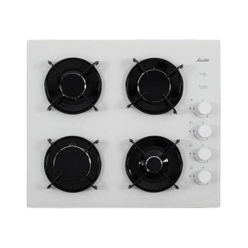 כיריים גז 4 להבות דגם SHG870W SAUTER בצבע זכוכית לבנה