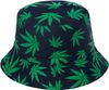כובע טמבל כותנה עם ציור עלה שחור ירוק