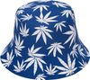 כובע טמבל כותנה עם ציור עלה כחול לבן