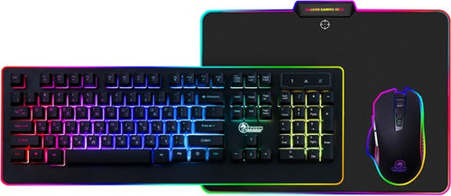 ערכת גיימינג מטאליק כולל עכבר RGB7 מקלדת RGB9 ופד
