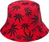 כובע טמבל כותנה עם ציור עלה אדום שחור