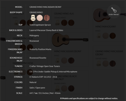 גיטרה אקוסטית מקצועית מוגברת GRAND MINO MACASSAR בצבע טבעי + תיק מרופד מבית CRAFTER