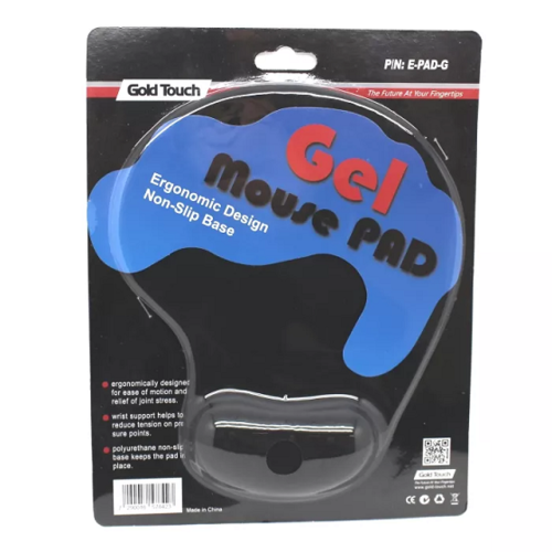 פד ג'ל לעכבר Gold Touch E-PAD-G Ergonomic Mouse Pad with Gel Wrist Support