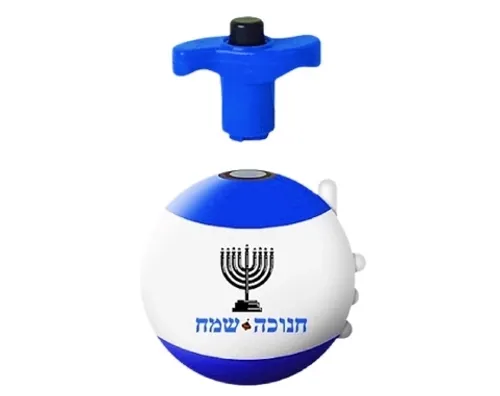 סביבון כדור חנוכייה עם אורות - כחול