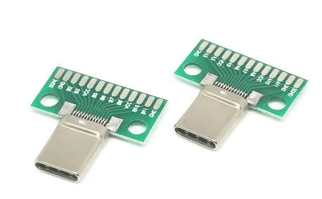 תקע USB-C 3.1 מולחם על מעגל מודפס 24 פינים