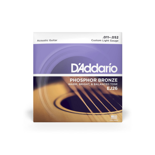 סט מיתרים לגיטרה אקוסטית DaDario EJ26 Phosphor Bronze 11-52