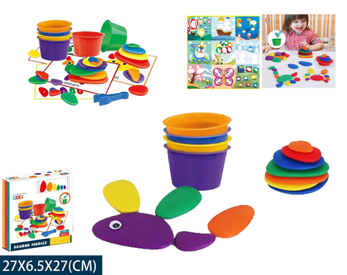 משחק חלוקי קשת לפועות מכילה 63 חלקים, צעצועי פיתוח מונטסורי ,חינוך לגיל הרך פעילות- התפתחות הילד - לגן ולבית מבית HC 