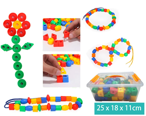  משחק השחלה לילדים בקופסא מכילה 96 חלקים משחק לפיתוח מוטוריקה עדינה  - התפתחות הילד - לגן ולבית מבית HC 
