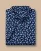 חולצת פולו -Performance Leaf Print Polo - French Blue