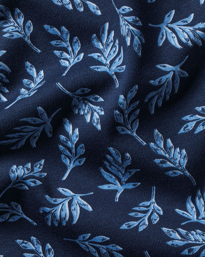 חולצת פולו -Performance Leaf Print Polo - French Blue