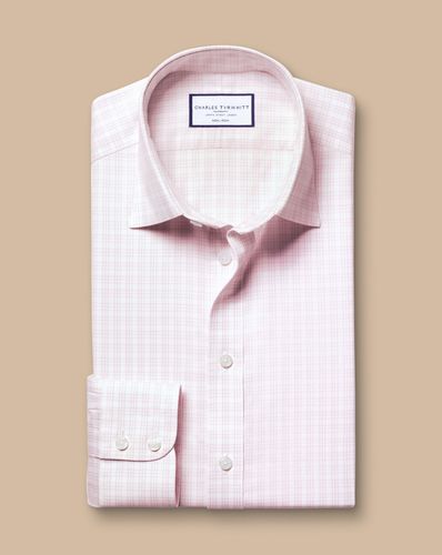 חולצה גזרת סלים- Pink triple check non-iron twill Slim fit shirt