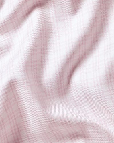 חולצה גזרת סלים- Pink triple check non-iron twill Slim fit shirt