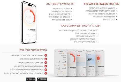 מפסק דוד חכם עם טיימר לקופסה מלבנית 3 מקום סוויצ'ר Switcher Touch Glass WIFI 