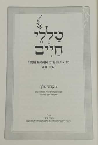 טללי חיים - מקדש מלך
