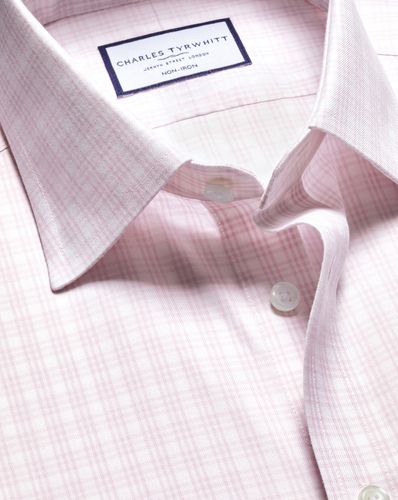 חולצה גזרת אקסטרה סלים- Pink triple check non-iron twill extra Slim fit shirt