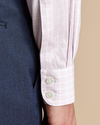 חולצה גזרת אקסטרה סלים- Pink triple check non-iron twill extra Slim fit shirt