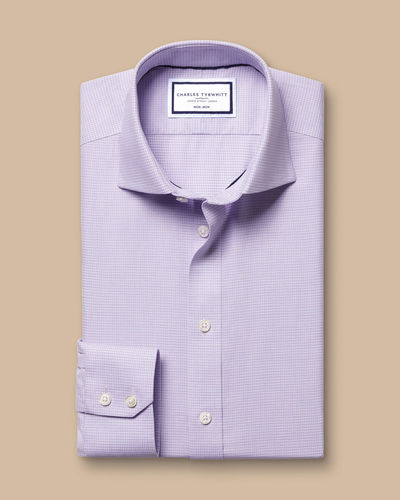 חולצה אקסטרה סלים פיט- Lilac purple non-iron stretch Kensington weave CA extra slim fit shirt