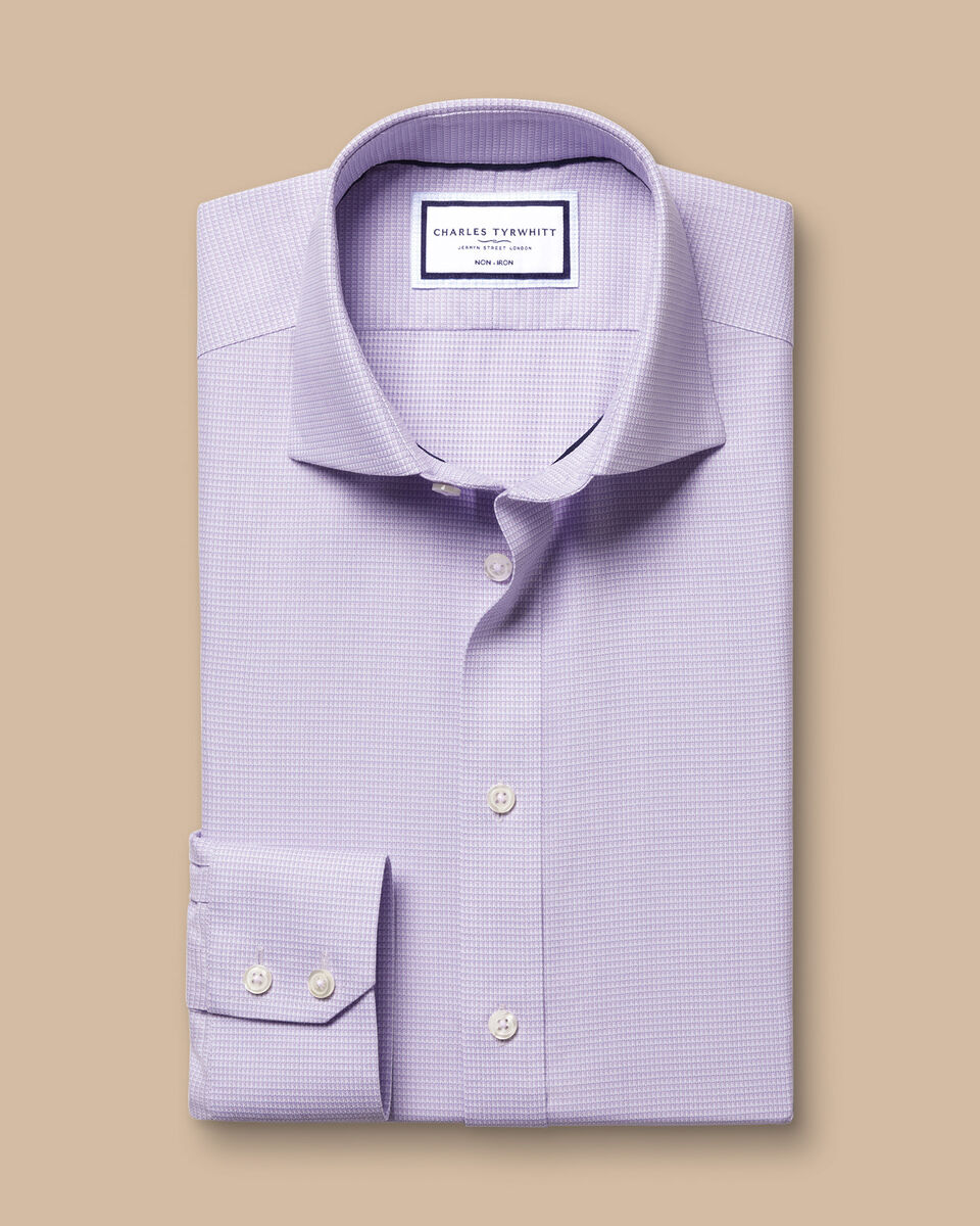 חולצה אקסטרה סלים פיט- Lilac purple non-iron stretch Kensington weave CA extra slim fit shirt