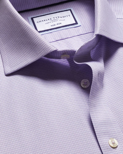 חולצה אקסטרה סלים פיט- Lilac purple non-iron stretch Kensington weave CA extra slim fit shirt