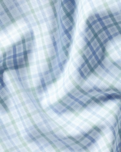חולצה סלים פיט- Green & sky multi check non-iron poplin cutaway slim fit shirt