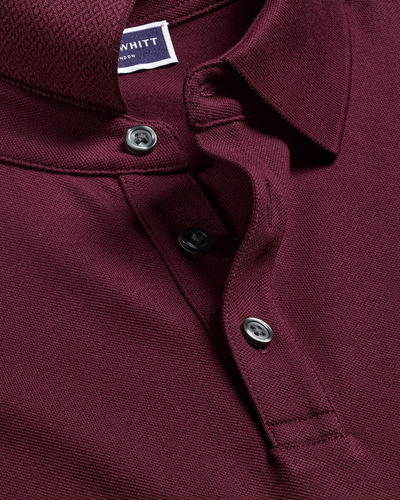חולצת פולו -Wine red solid short sleeve cotton polo 