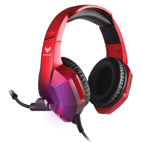 אוזניות ספארקפוקס H1 RED עם תאורת RGB מתחלפת