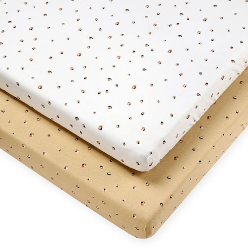 זוג סדינים ללול תינוק או מעבר 100% כותנה ג'רזי - מנומר