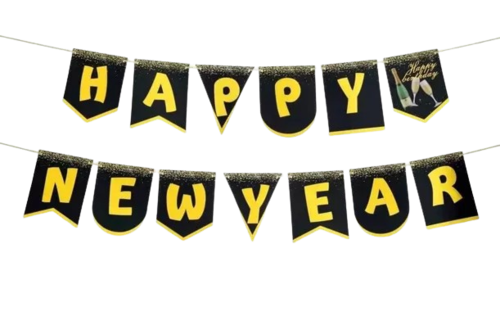 שרשרת דגלים HNY-שחור הטבעות זהב