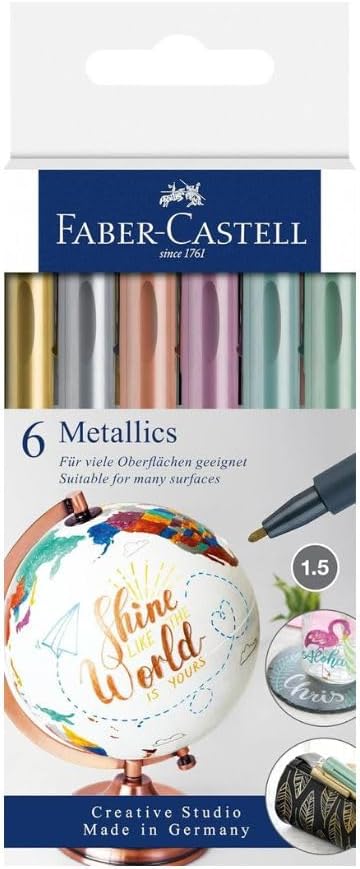 6 טושים מטאליים Metallics מבית FABER CASTELL
