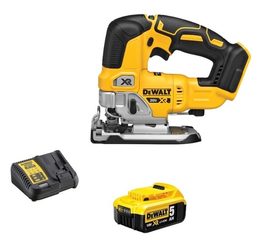 מסור אנכי נטען בראשלס + סוללת 5 אמפר ומטען - DEWALT DCS331 20V XR
