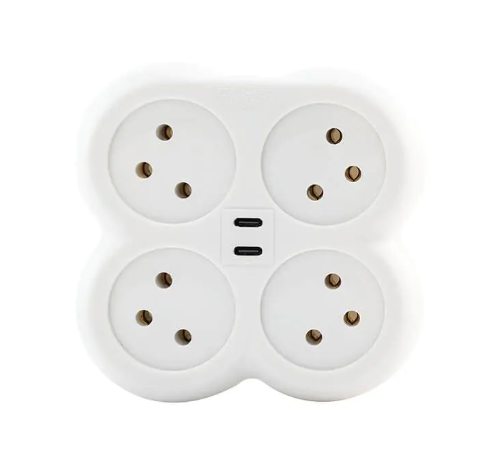 מפצל חשמל 1 ל-4 פרפר עם 2 חיבורים TYPE-C semicom