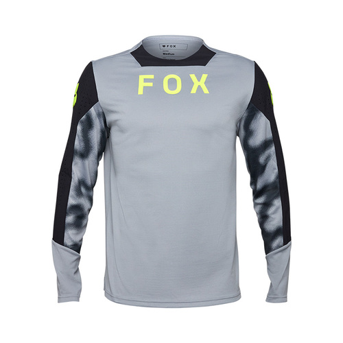 חולצת רכיבה ארוכה פוקס אפור / צהוב - FOX RACING DEFEND LS JERSEY TAUNT V25 