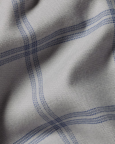 חולצה ללא צורך בגיהוץ גזרת קלאסיק -Light grey large grid check non-iron twill classic fit shirt