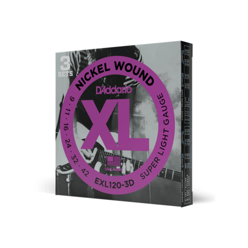 מארז 3 סט מיתרים לחשמלית DaDario EXL120-3 9-42