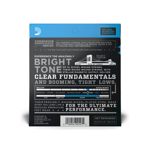 סט 5 מיתרים לגיטרה בס Dadario EXL220-5 Nickel Wound 40-125