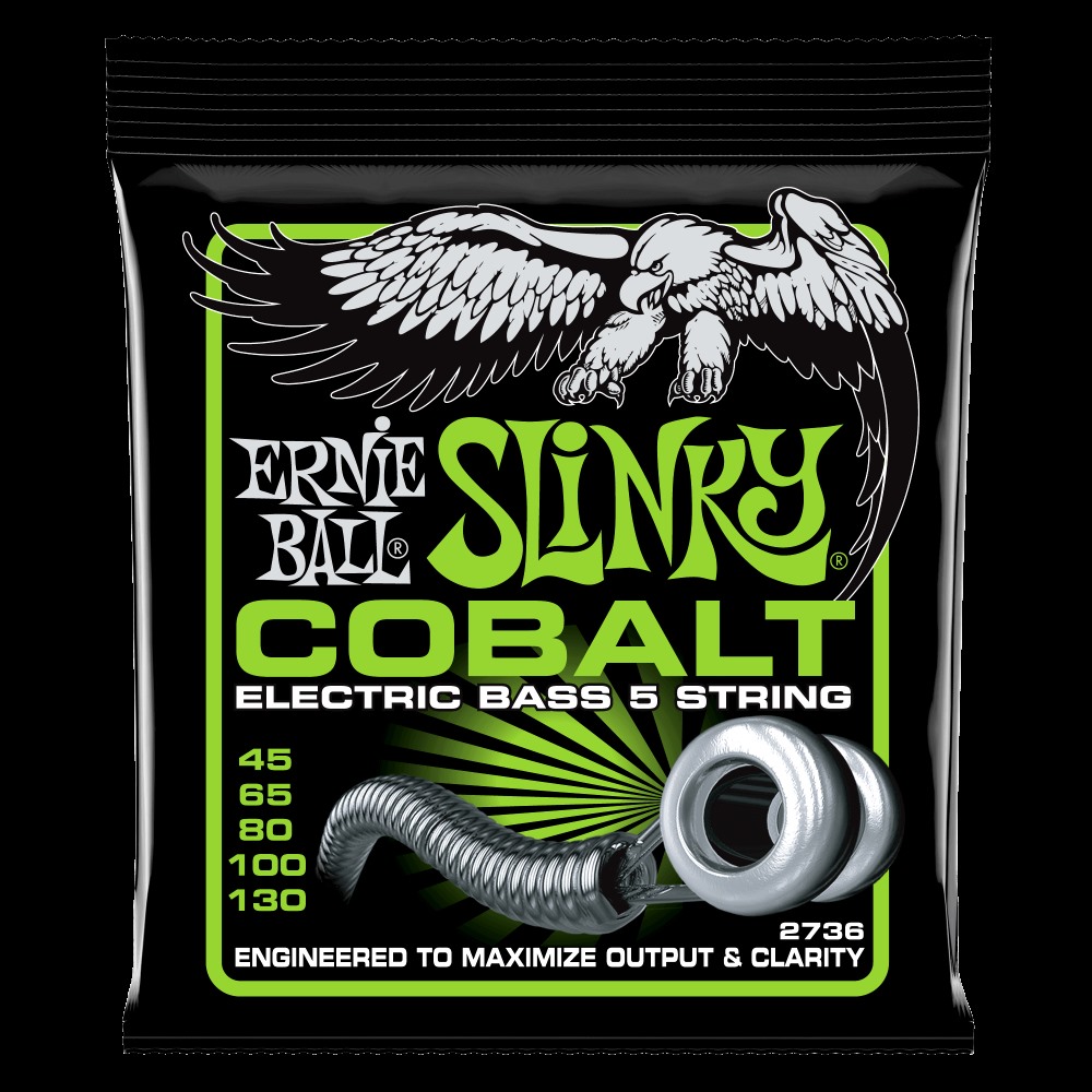 סט מיתרים לגיטרה בס 5 מיתרים Ernie Ball 2736 Cobalt Regular 45-130