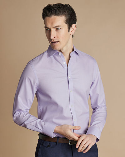 חולצה גזרת קלאסיק - Lilac purple non-iron stretch Kensington weave CA classic fit shirt