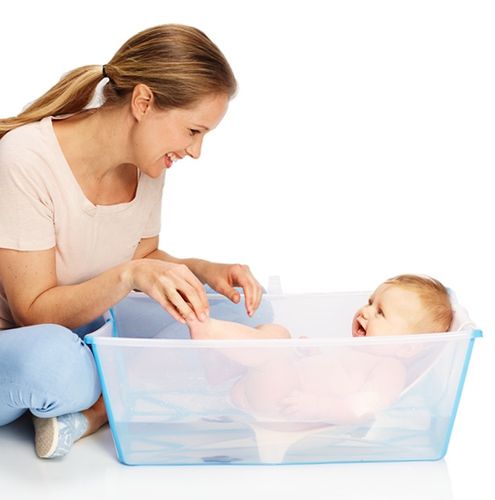 Flexi Bath אמבטיה מתקפלת לשימוש בבית ובנסיעות עם פקק משנה צבע - שקוף/לוונדר