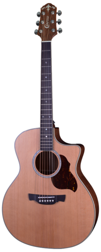 גיטרה אקוסטית מוגברת GAE 7/N עם Cutway בצבע חום מבריק STANDARD Series + תיק מרופד מבית CRAFTER