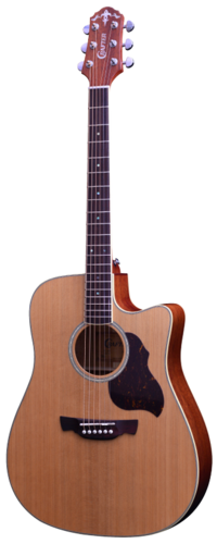 גיטרה אקוסטית מוגברת DE 7/N עם Cutway בצבע חום מבריק STANDARD Series +תיק מרופד מבית CRAFTER