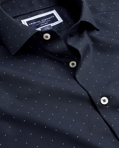 חולצה ללא צורך בגיהוץ גזרת קלאסיק Navy blue spot non-iron stretch print classic fit shirt
