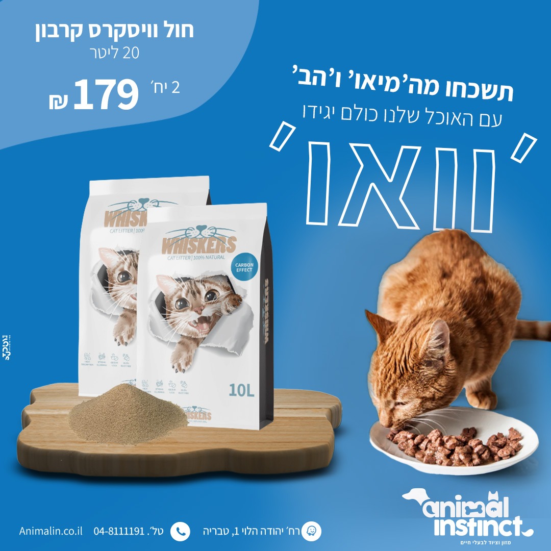 חול מתגבש לחתולים וויסקרס קרבון 20 ליטר 2 יחידות ב 179 ש"ח