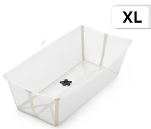 Flexi Bath X-large אמבטיה מתקפלת גדולה לשימוש בבית ובנסיעות עם פקק משנה צבע - שקוף/בז