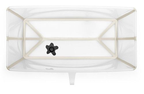 Flexi Bath X-large אמבטיה מתקפלת גדולה לשימוש בבית ובנסיעות עם פקק משנה צבע - שקוף/בז'