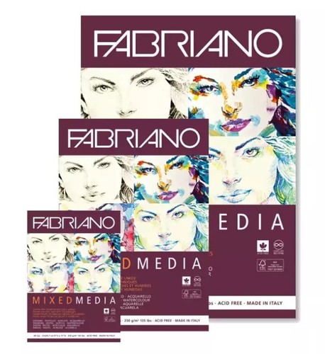 בלוק נייר לטכניקות מעורבות 250 גרם FABRIANO MIXED MEDIA (מגוון גדלים לבחירה)  